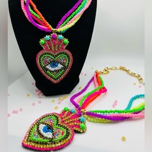 Heart evil eye necklace
